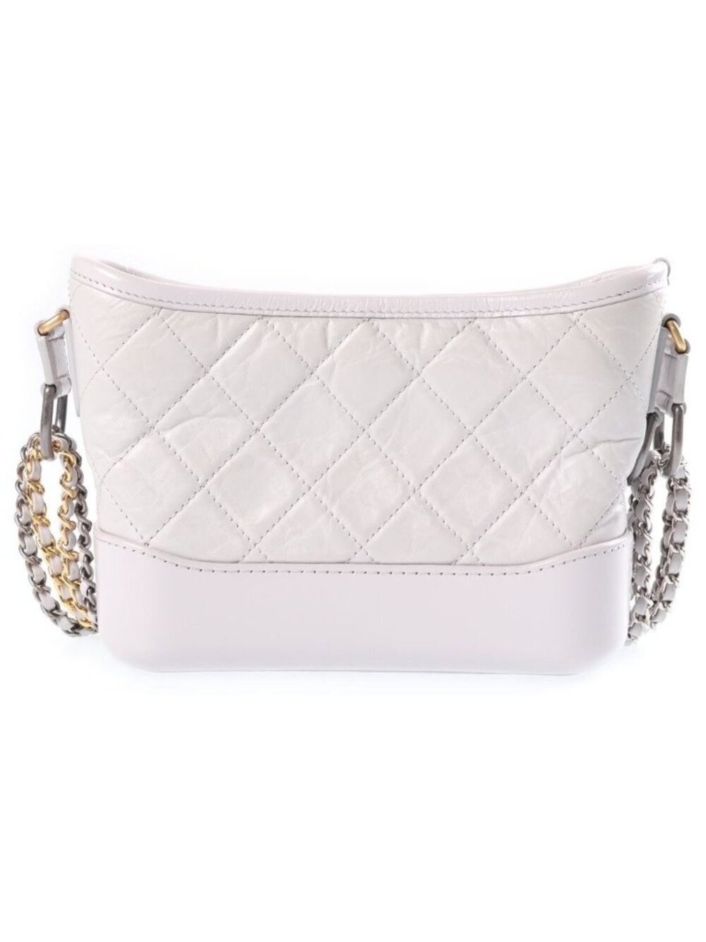 Chanel Gabrielle de Chanel Small Chain Shoulder Bag Light Gray Leather Gold